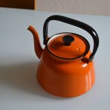 Vintage kettle orange enameled steel 1.5 liter