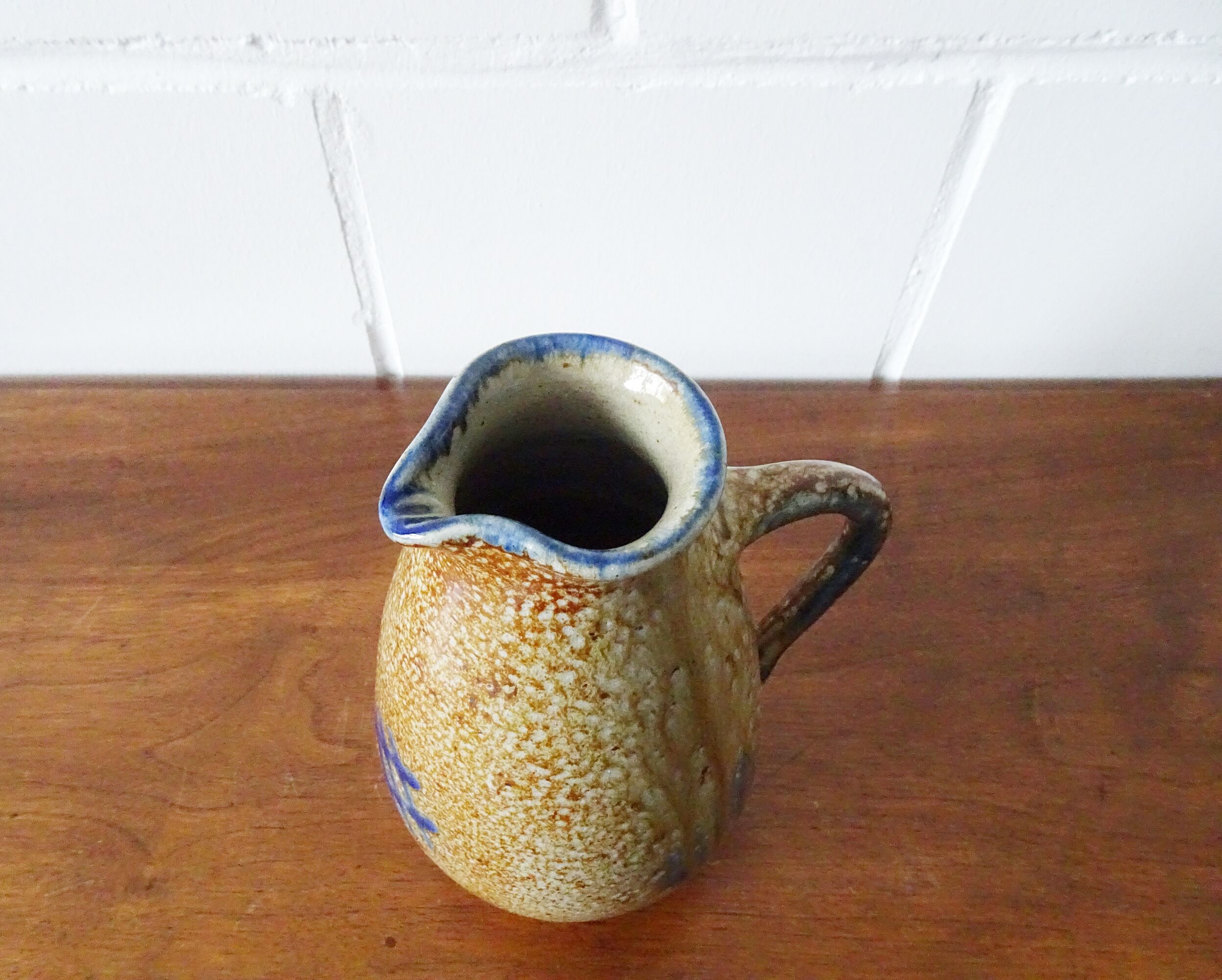 large ceramic jug with salt glaze, studio pottery
