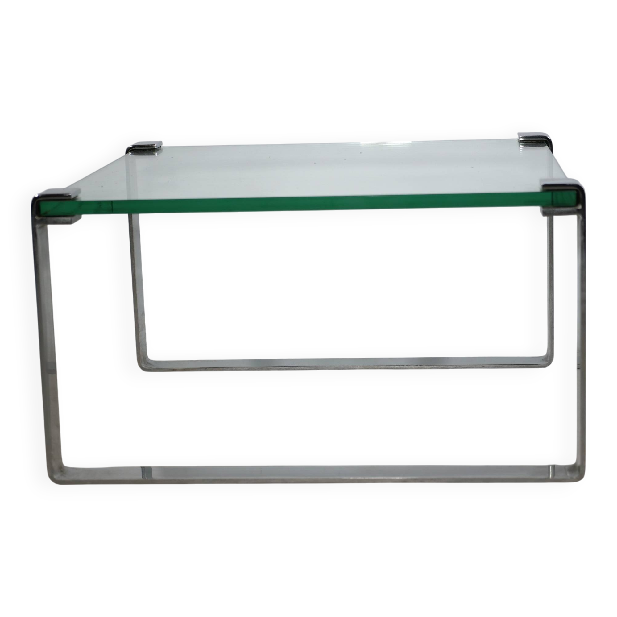 Table basse étroite en verre chromé Draenert 1022 années 1970