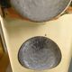 Pair of gold metal and frosted glass sconces