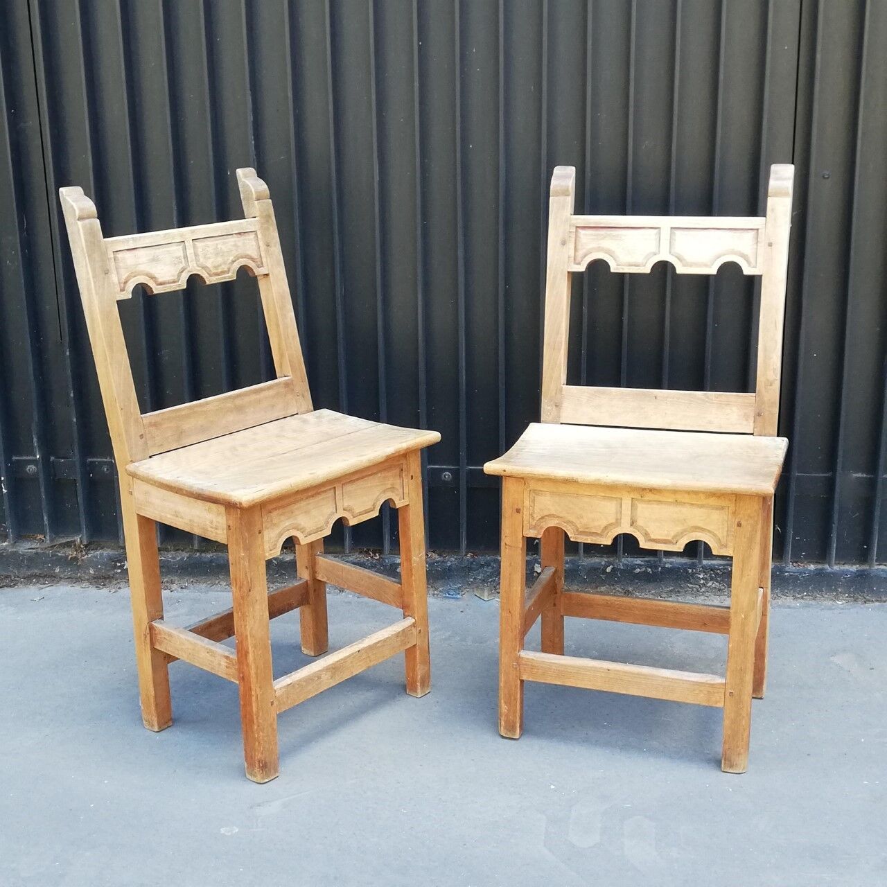 Pair of vintage rustic chairs