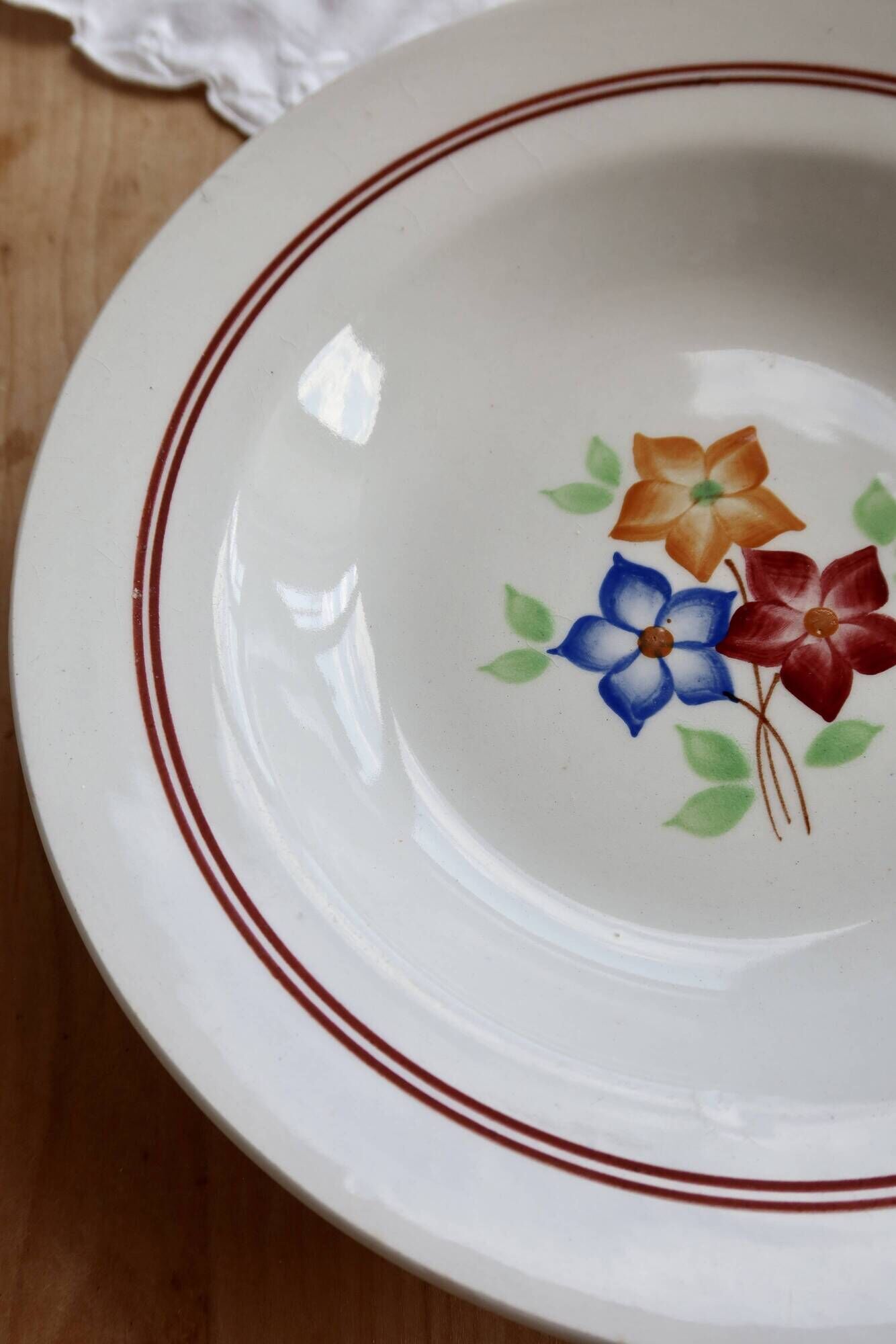 Assiette creuse vintage Moulin des Loups - Modèle La Ruche – Décor floral