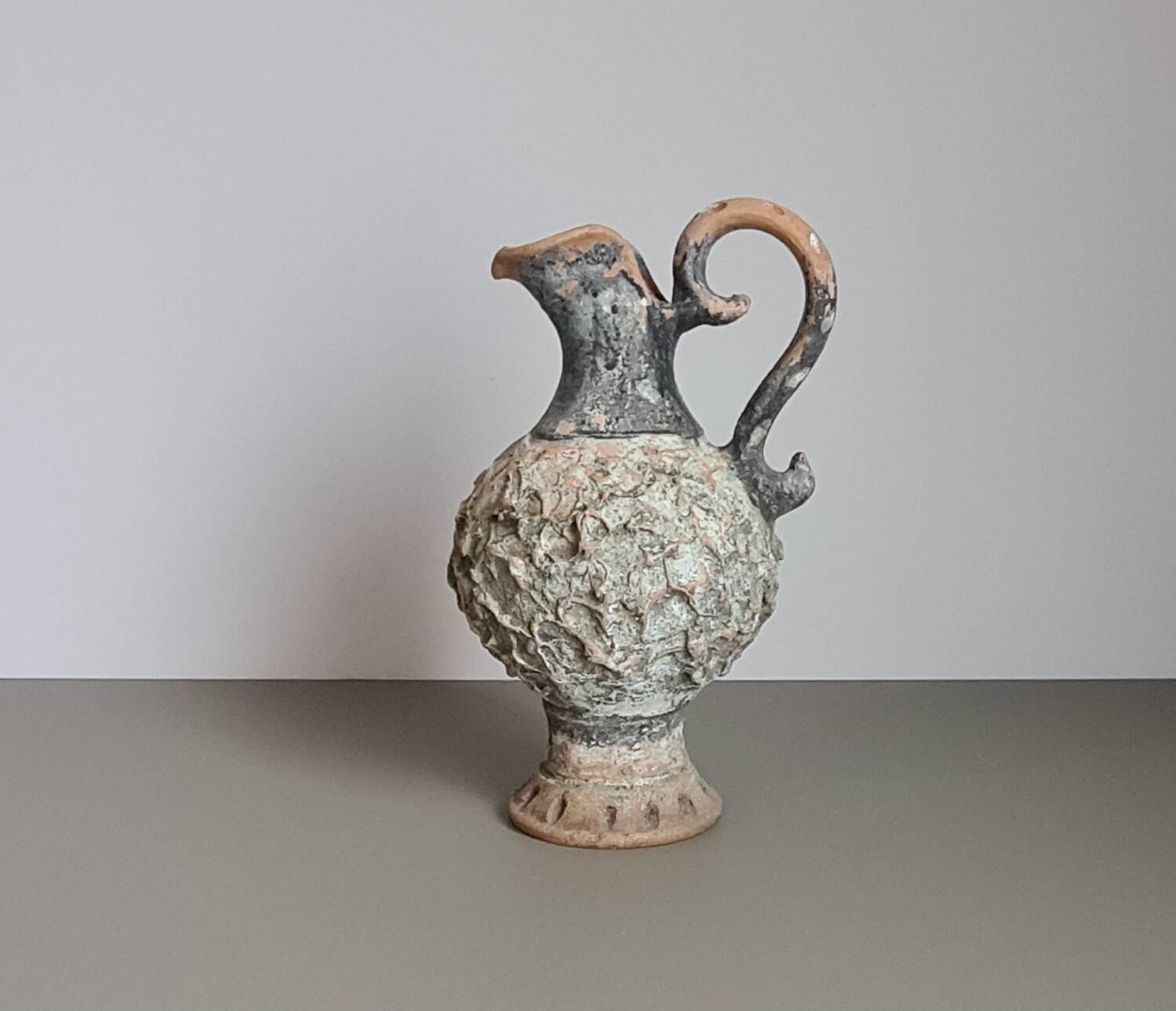 Brutalist terracotta pitcher vase signed / 1970 / ceramic / vintage