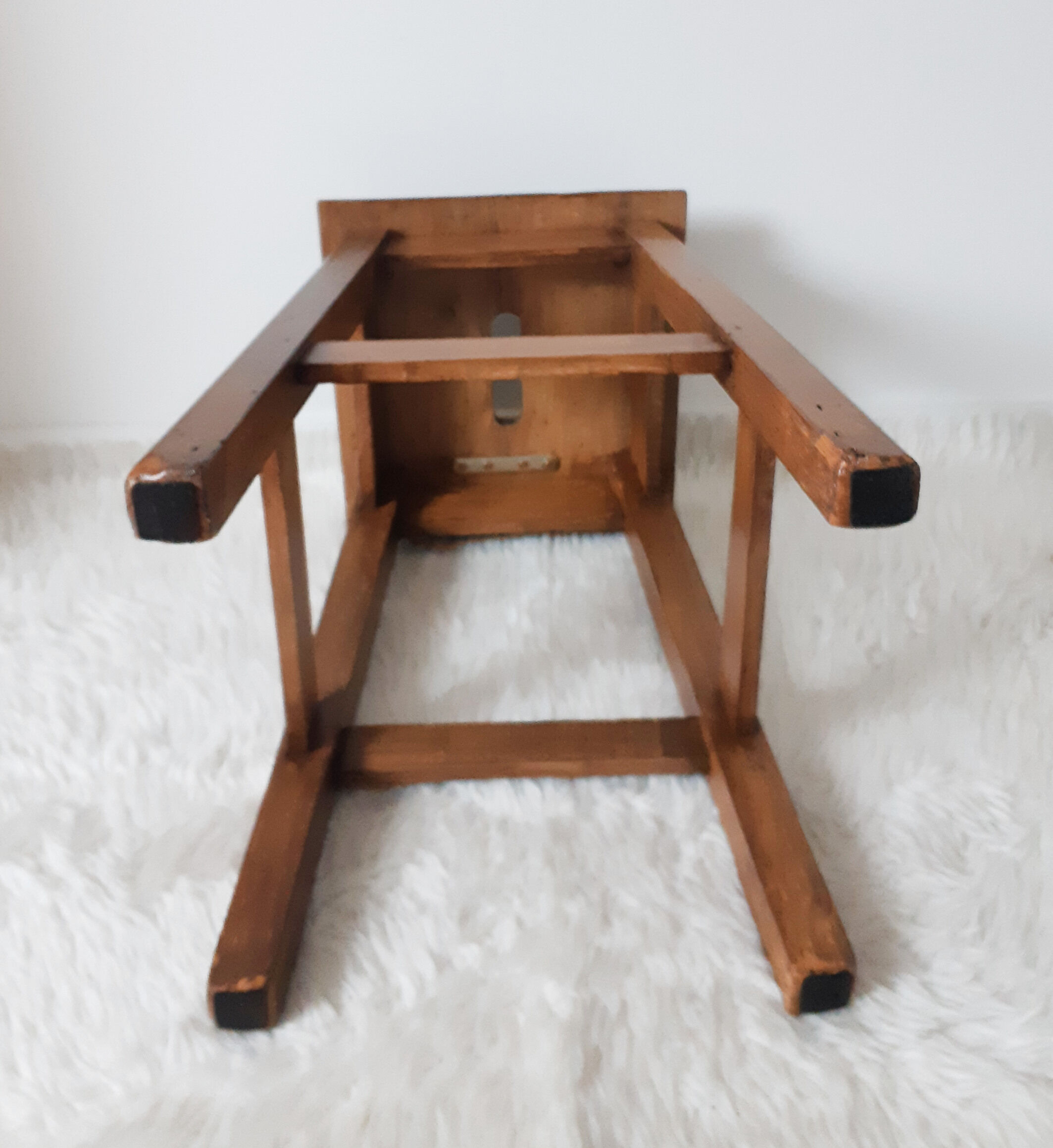 Antique solid wood stool, antique French