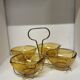 Vintage Aperitif Tray by Vereco Amber Glass and Gold Metal ⎥ 1970s