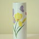 Tubular vase Limoges porcelain bucolic decoration hand painted signed