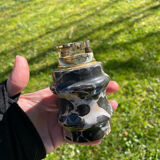 Vintage table lighter in black marble and brass