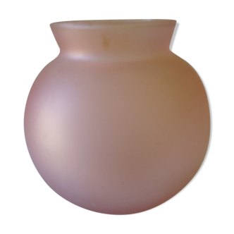 Old ball vase in pink frosted glass
