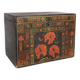 Antique wooden trunk with peony illustrations (China, circa 1900) #5