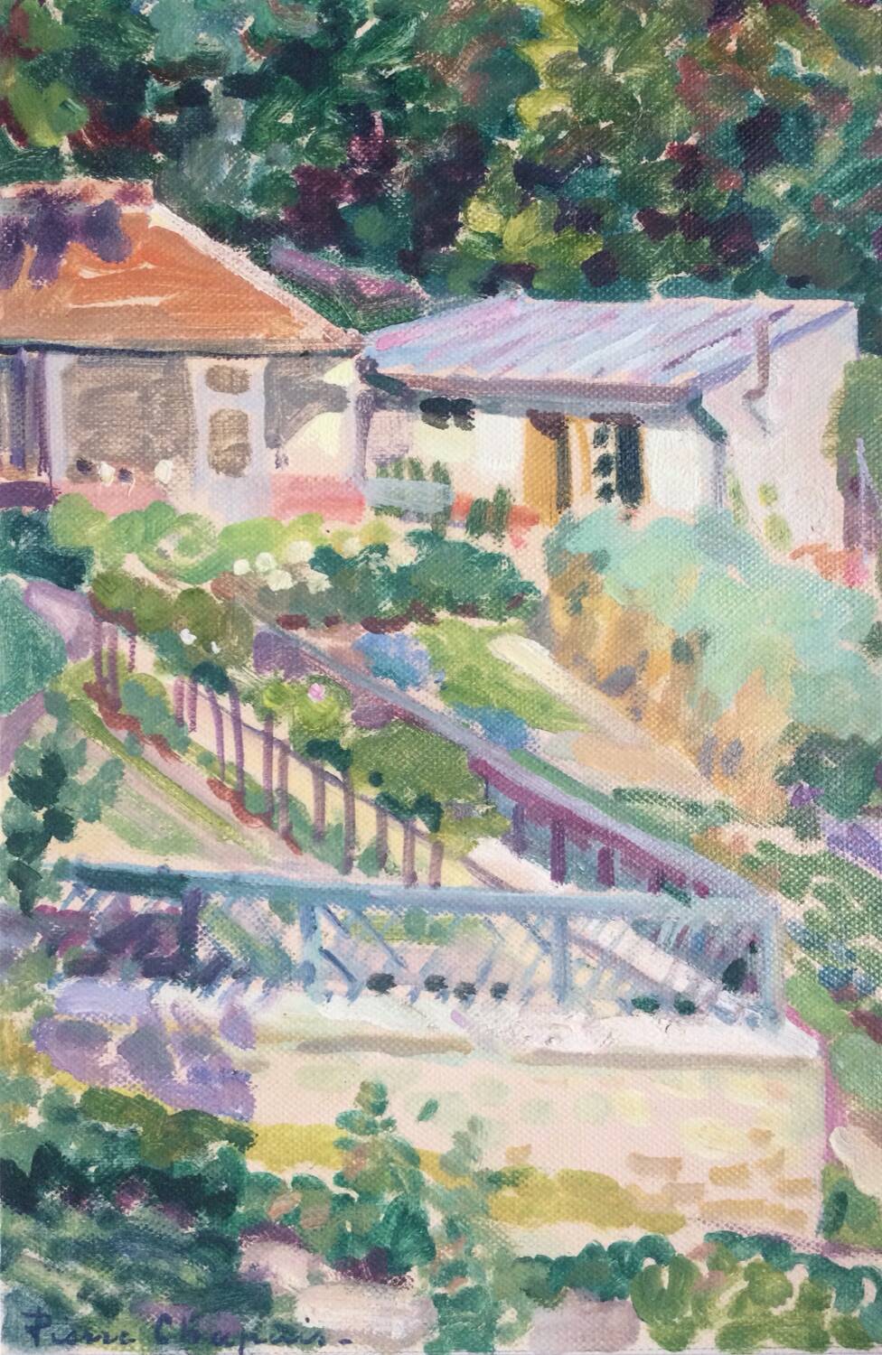 Study in Raincy. Oil on paper by Pierre CHAPUIS (1864-1942)