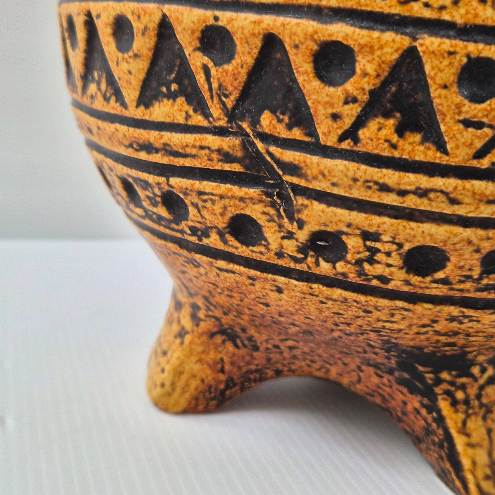 Vintage tripod vase with lizards 1960 jasba ceramic 60s 1960s maya tiki