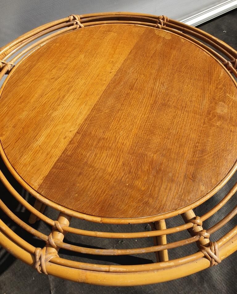 Bamboo and rattan side table