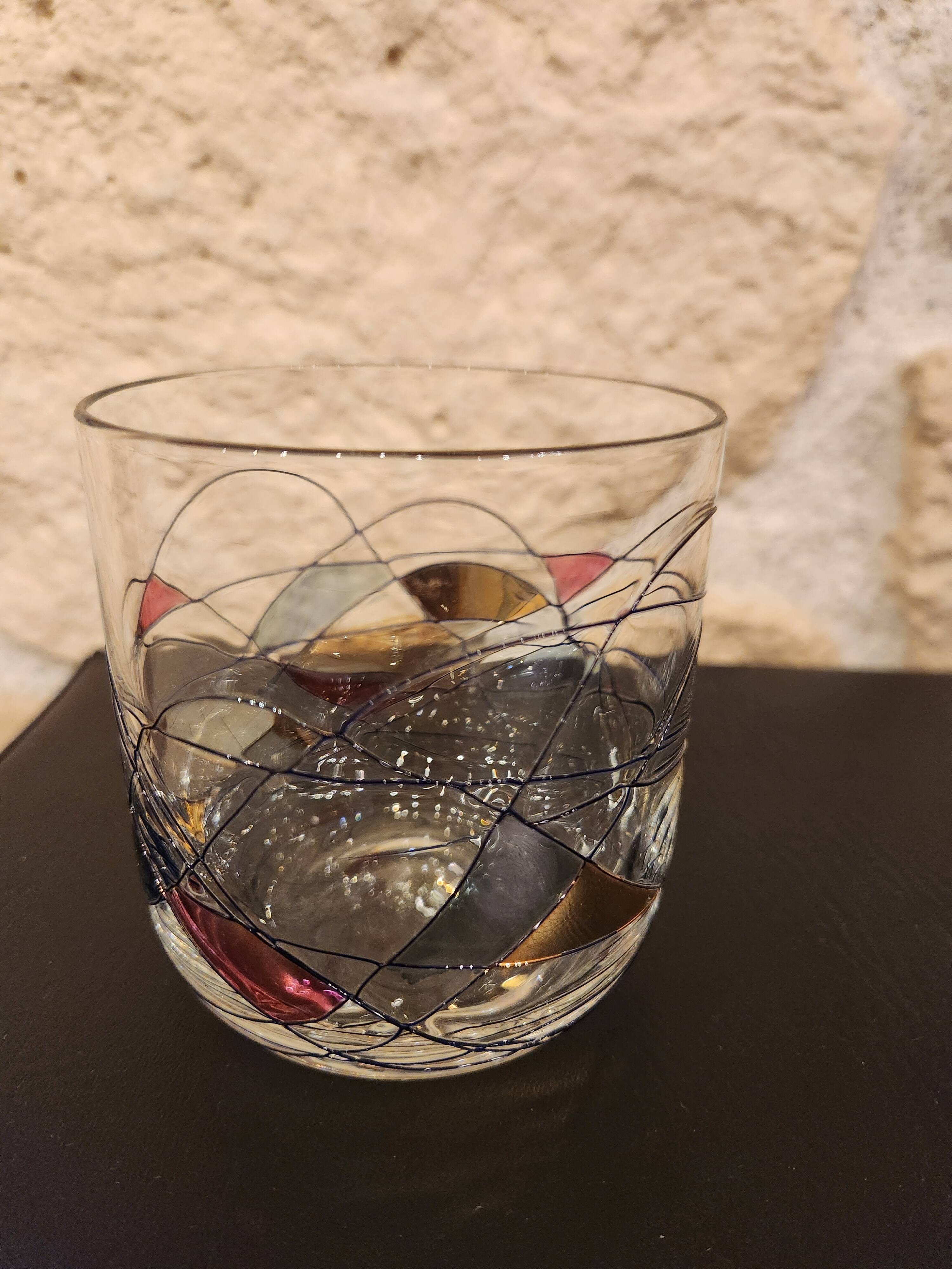 Vintage aperitif service – Cristal de Paris style – 6 glasses + carafe – Ann