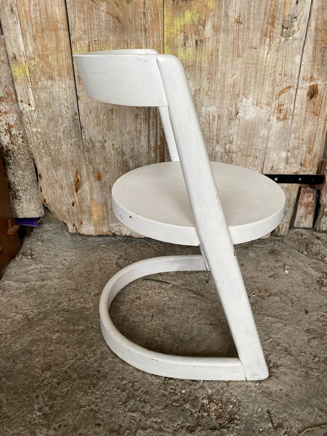 Old Baumann chair model Halfa white wood vintage 70s