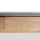 Table à manger rustique en pin français avec plateau en zinc, vers 1850