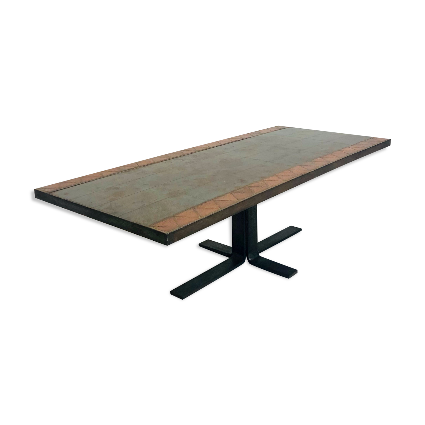 A steel and ceramic coffee table