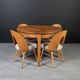 Unique dining set: Extendable round table and Czech chairs by Antonín Šuman