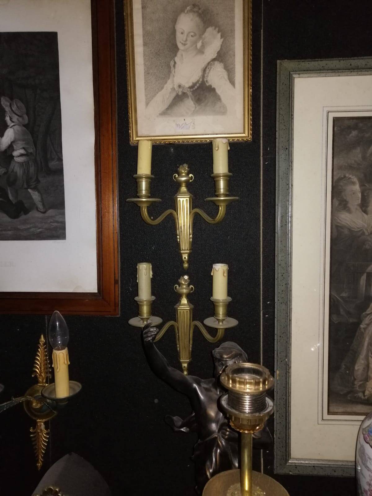 Pair of bronze wall sconces