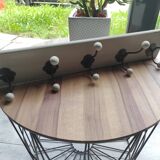 Vintage coat hook with 5 hooks in weathered effect wood