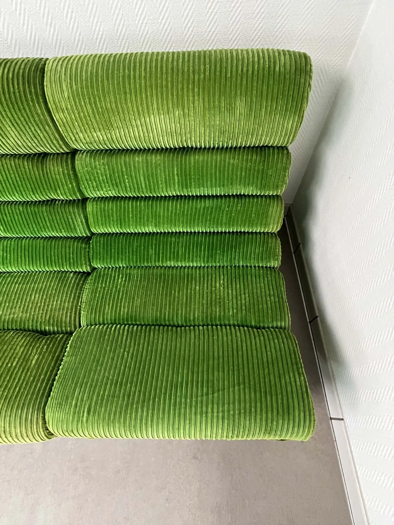 Modular green velvet corner sofa, 1970s