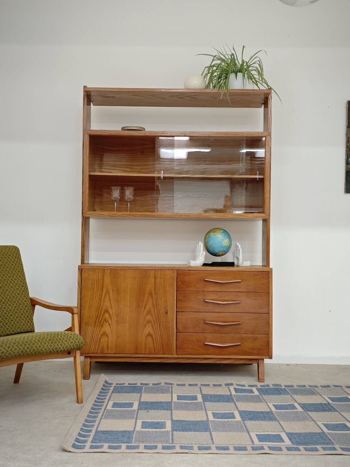 High sideboard, wooden display cabinet by Frantisek Jirak – 1960