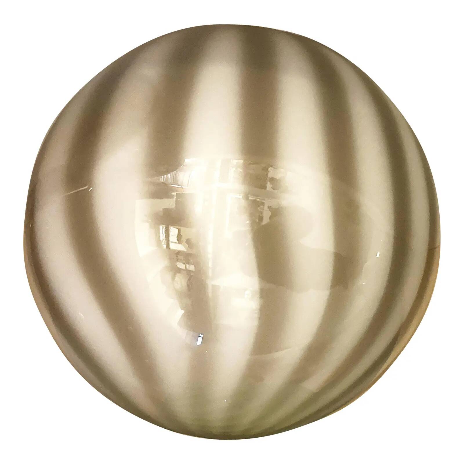 Italian Milky-White and Beige Murano Glass Swirlings Sphere Flush Mount