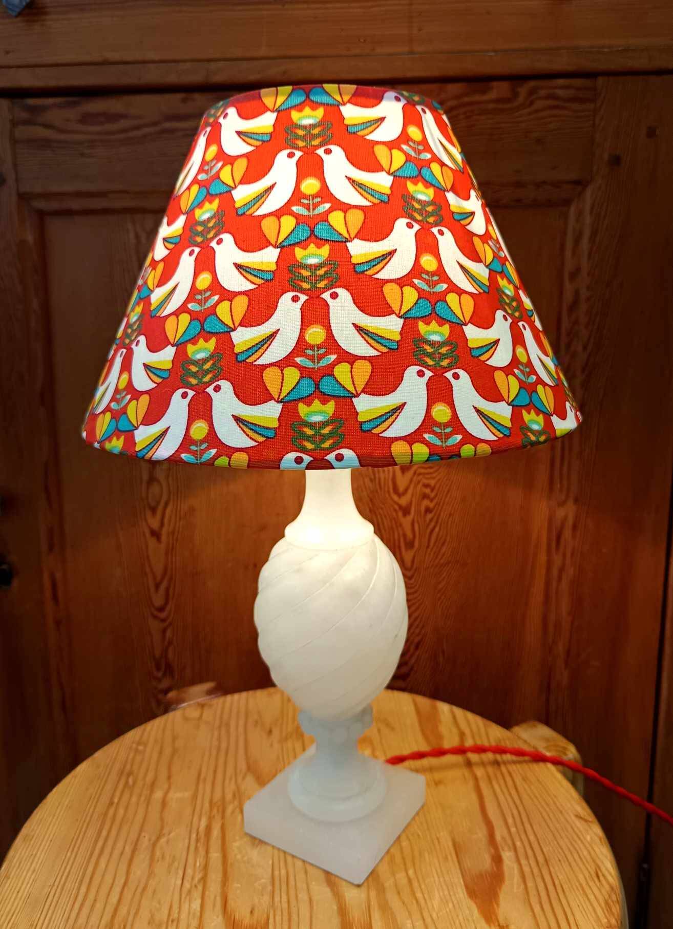 Vintage Alabaster Lamp and Bird Shade