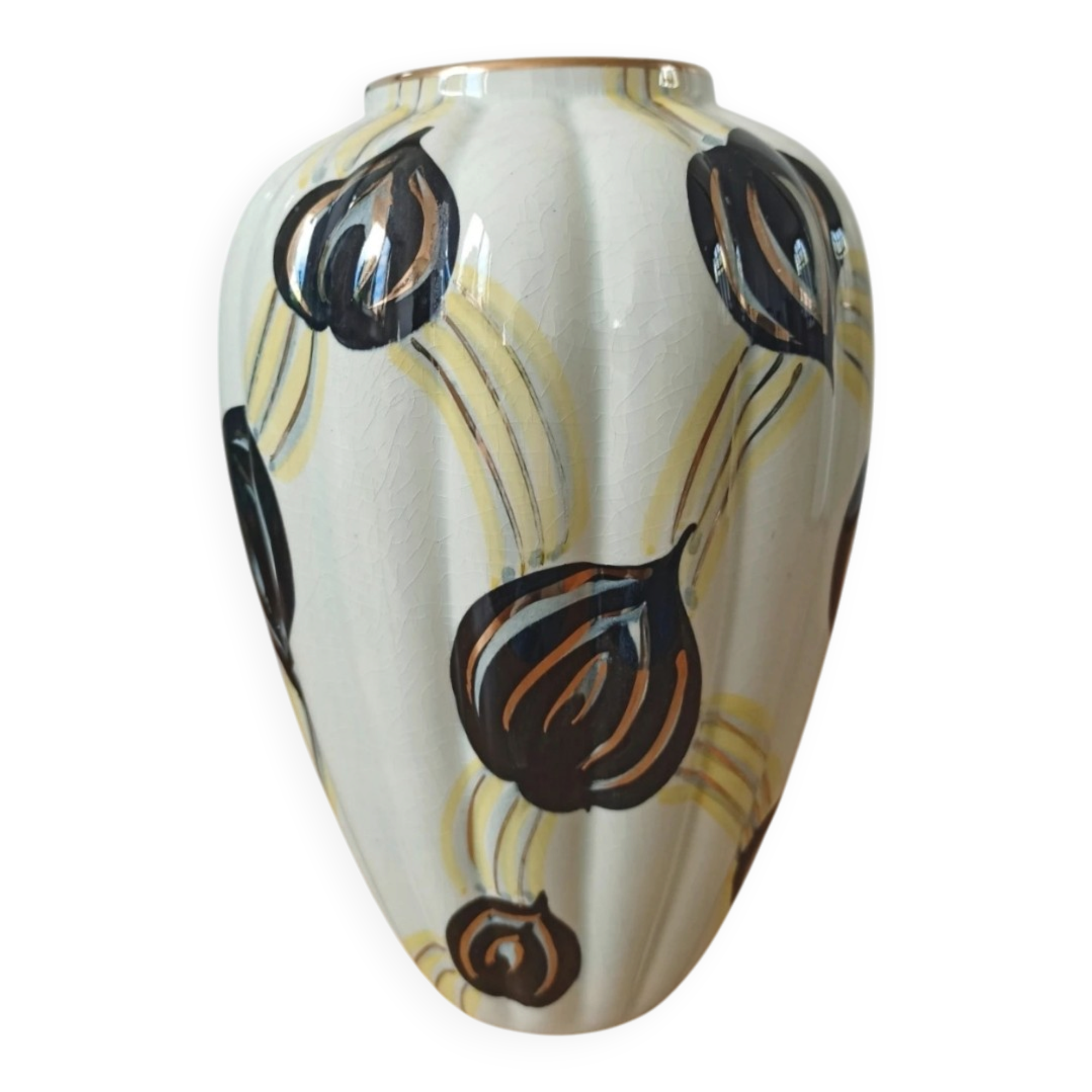 Vintage ceramic vase - Hand-painted decoration