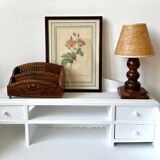 Vintage mail rack in wood and brass