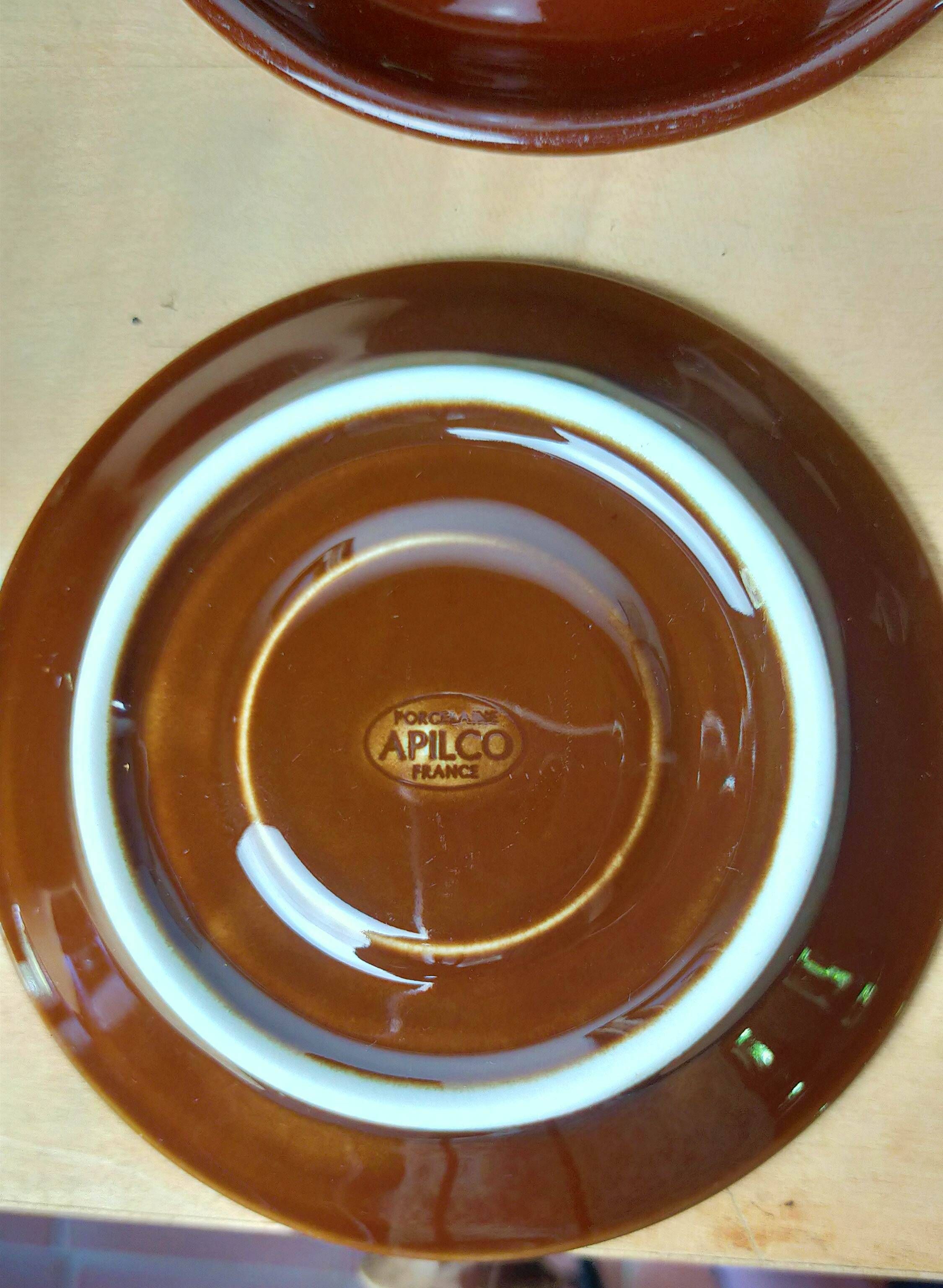 Set of 6 Bistro Cups and Saucers Porcelain Apilco Deshoulières