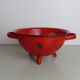 Set milk pot, kettle, coffee maker and red enamelled strainer