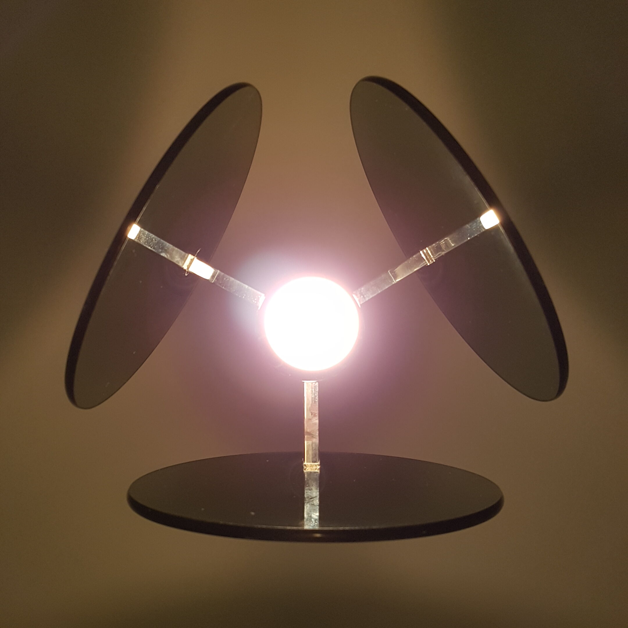 Metal chrome and smoked glass chandelier
