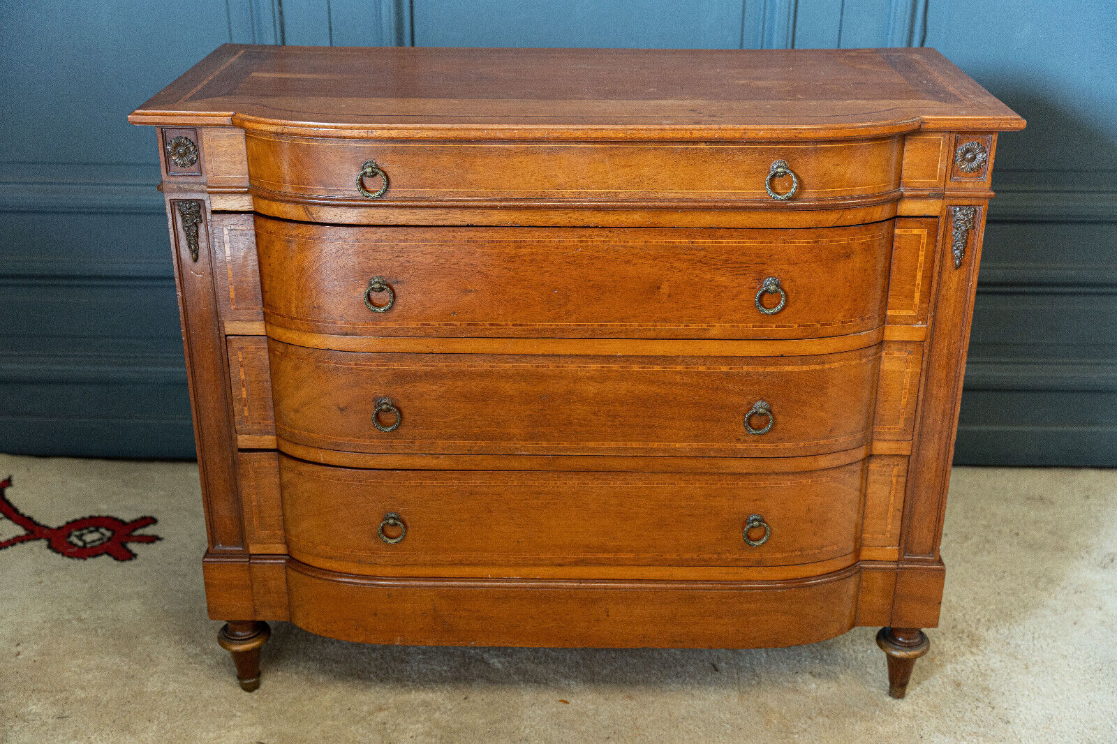 Chest of drawers 1900 Louis XVI style Marquetry 5 drawers