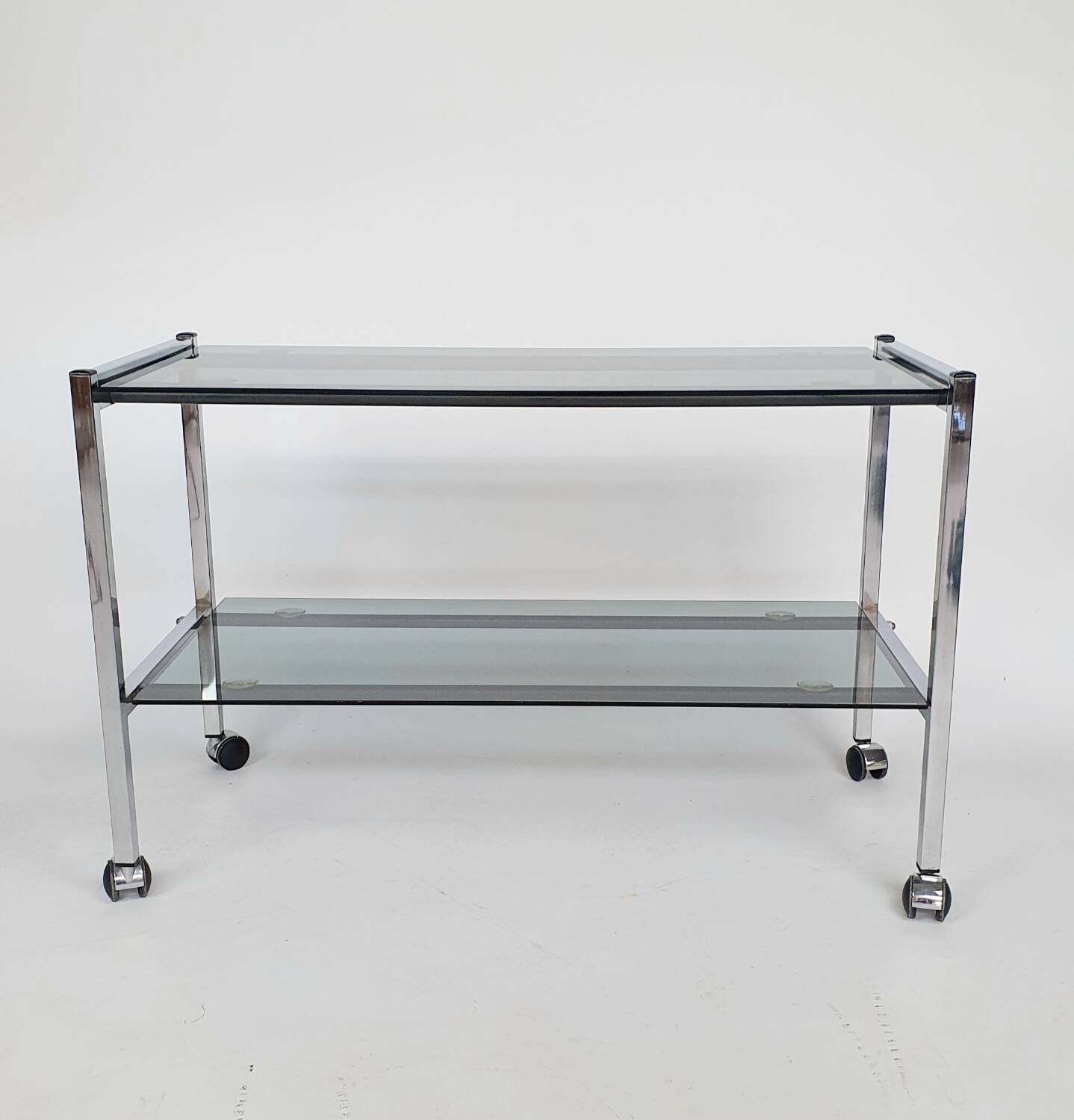 Vintage chrome and smoked glass console