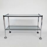 Vintage chrome and smoked glass console