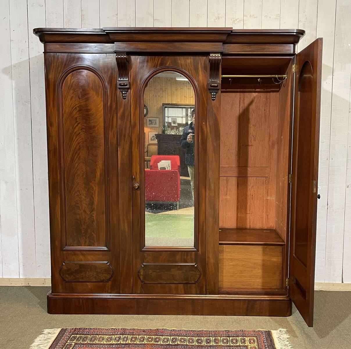Victorian mahogany dressing wardrobe from the 19th century.