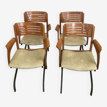 Set of 4 community armchairs by Meuble Magne