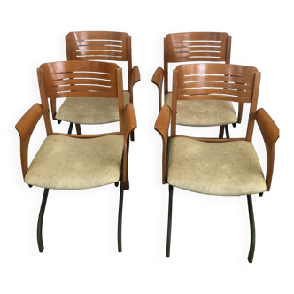 Set of 4 community armchairs by Meuble Magne