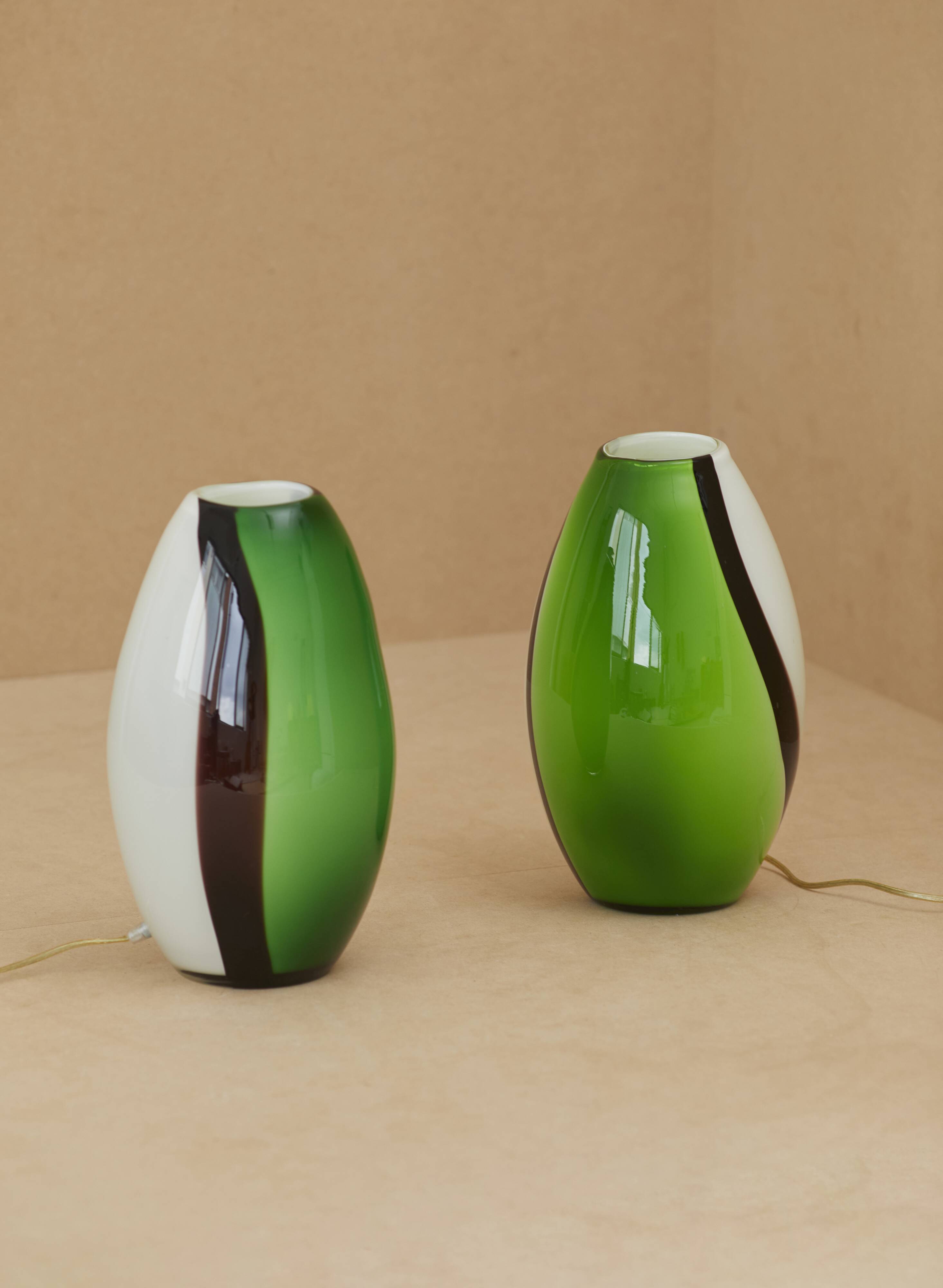 2 large Eglo Empori model lamps in vintage Murano glass Circa 1990