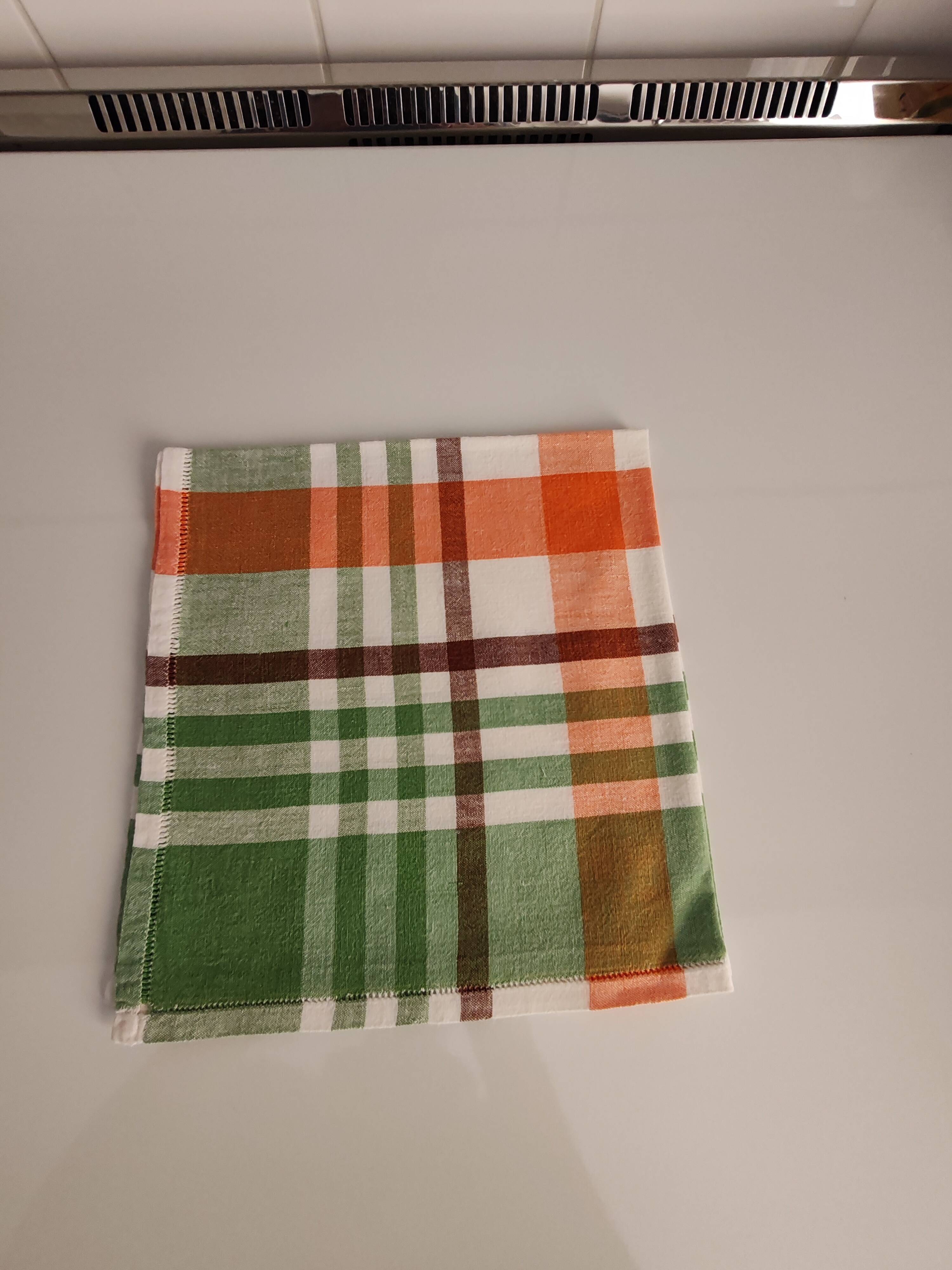 12 serviettes de table à carreaux vintage