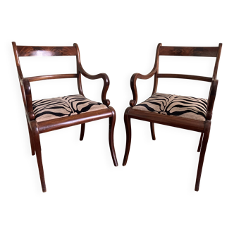 Pair of English mahogany armchairs