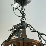 60s 70s Brutalist Ceiling Lamp Hanging Lamp Iron & Murano Glass 60s