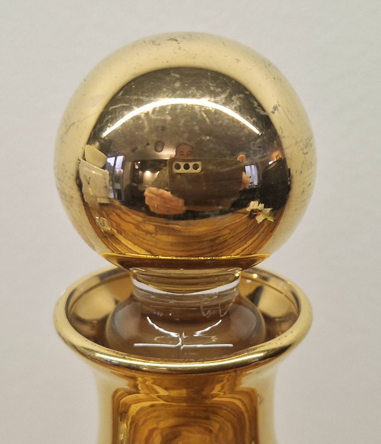 Art Deco style glass carafe with gold decoration