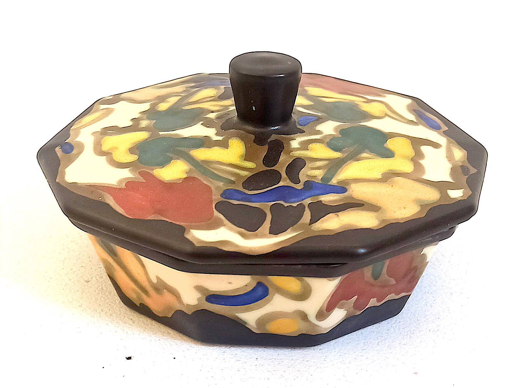 Ceramic candy box Bergen, Belgium 1920s Width 14 cm
