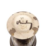 Lucien BRISDOUX Vase or bowl in black ceramic and gold oil