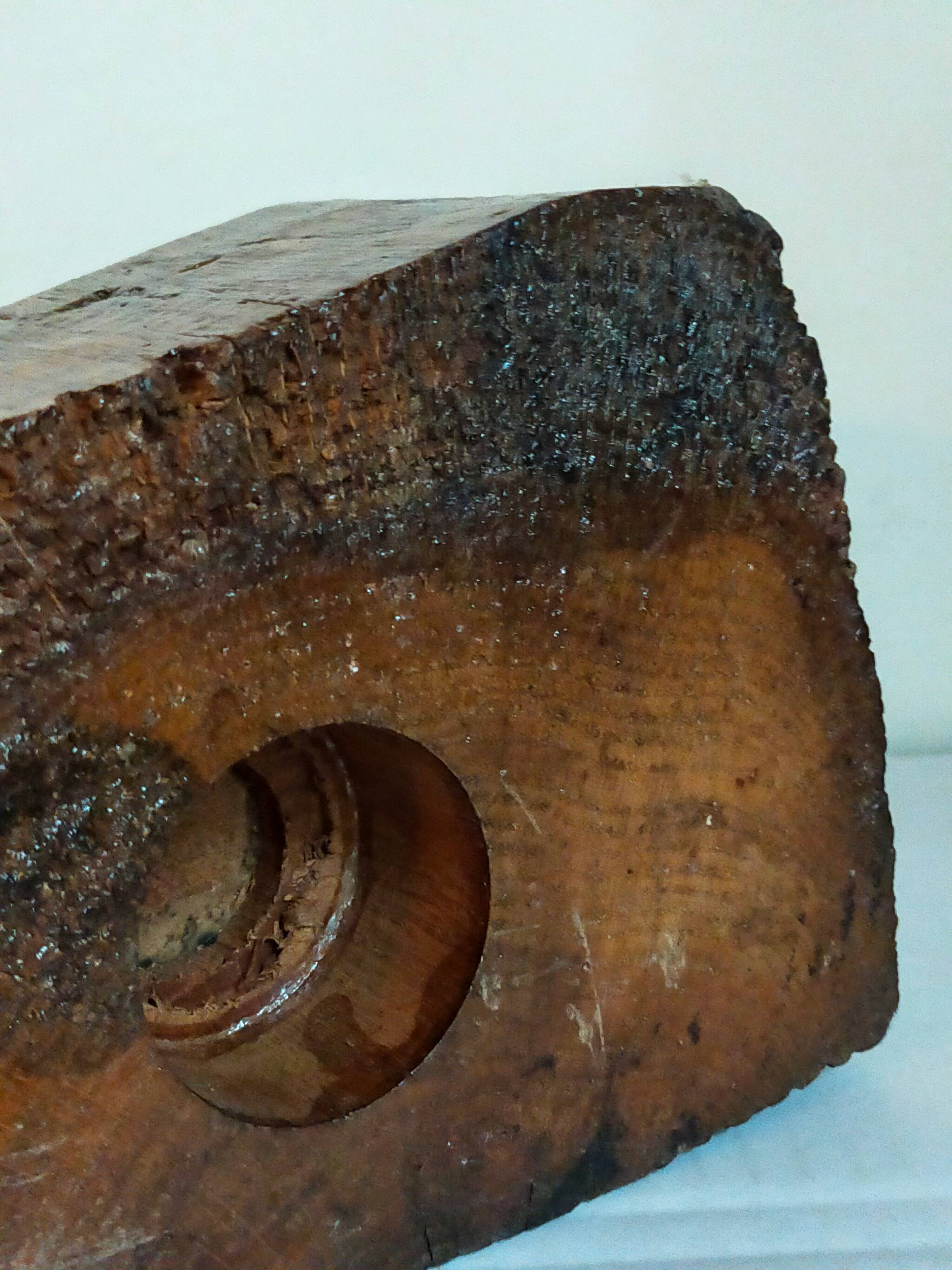 Pair of old brutalist turned solid wood candlesticks