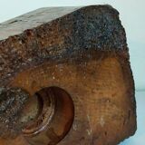 Pair of old brutalist turned solid wood candlesticks