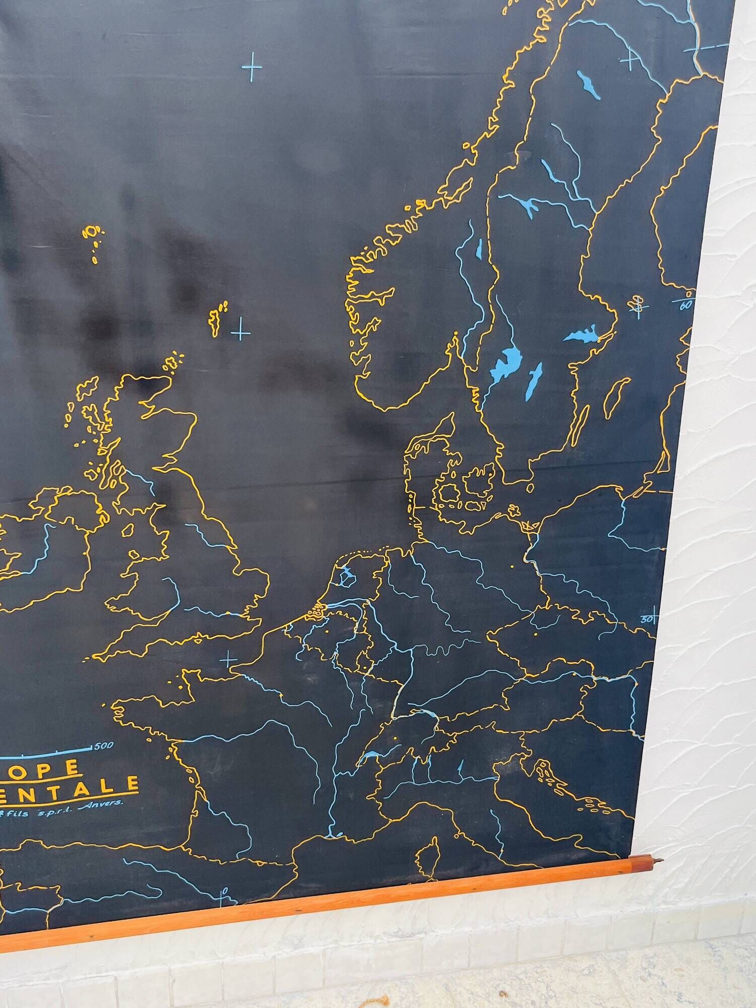 Ancienne carte scolaire Europe occidentale Aug Bossaerts