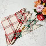 Set of 6 napkins in green and red linen