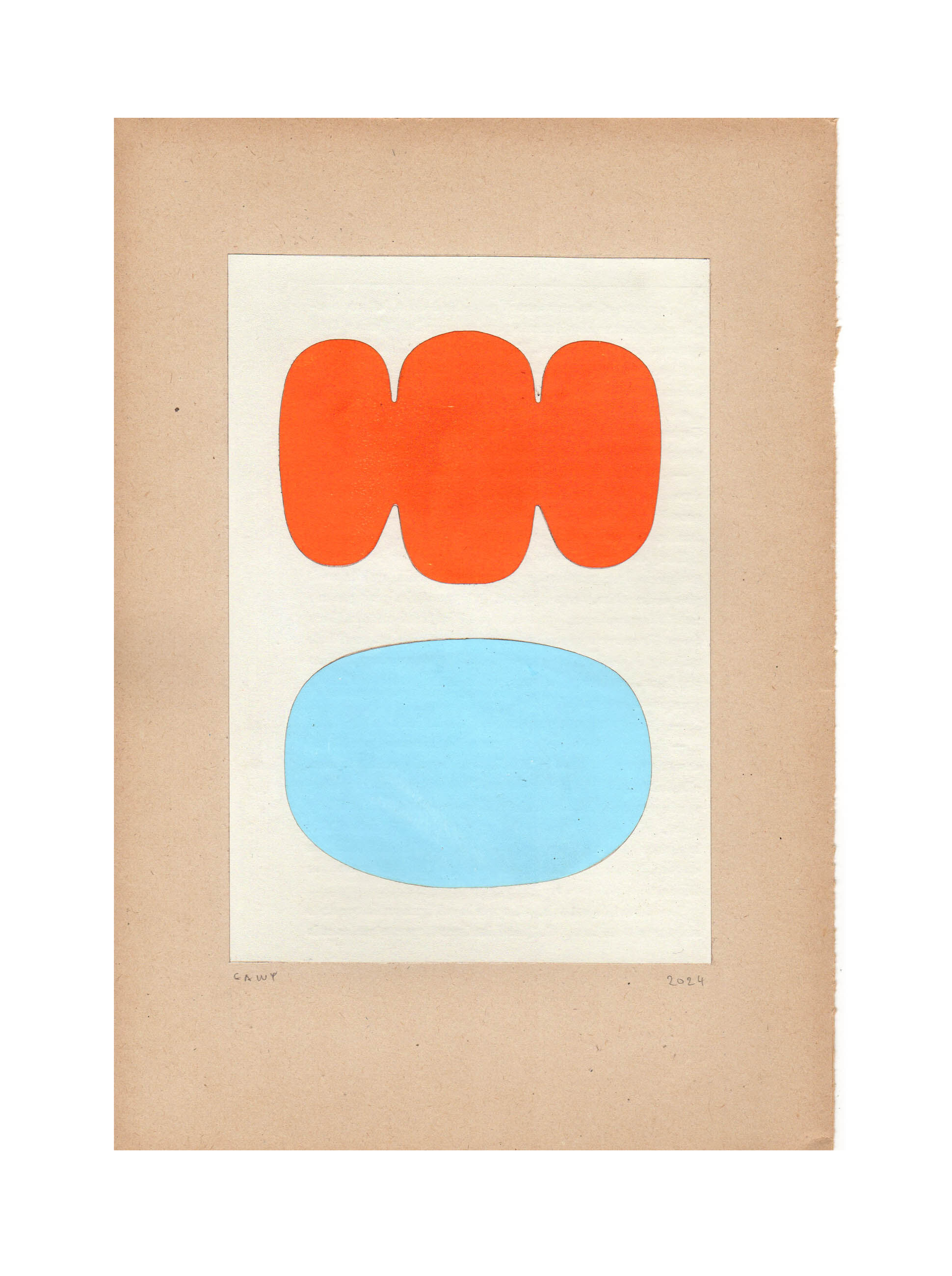 Abstract collage on old paper signed Eawy